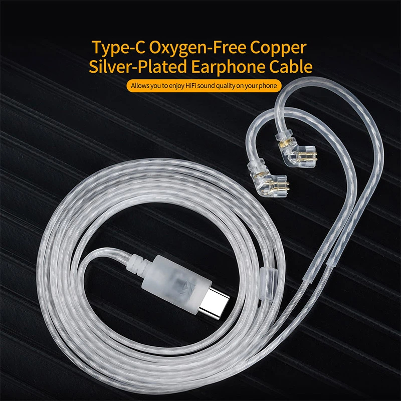 Type C Wired Earphones With Mic - Cabo para Fones de Ouvido KZ