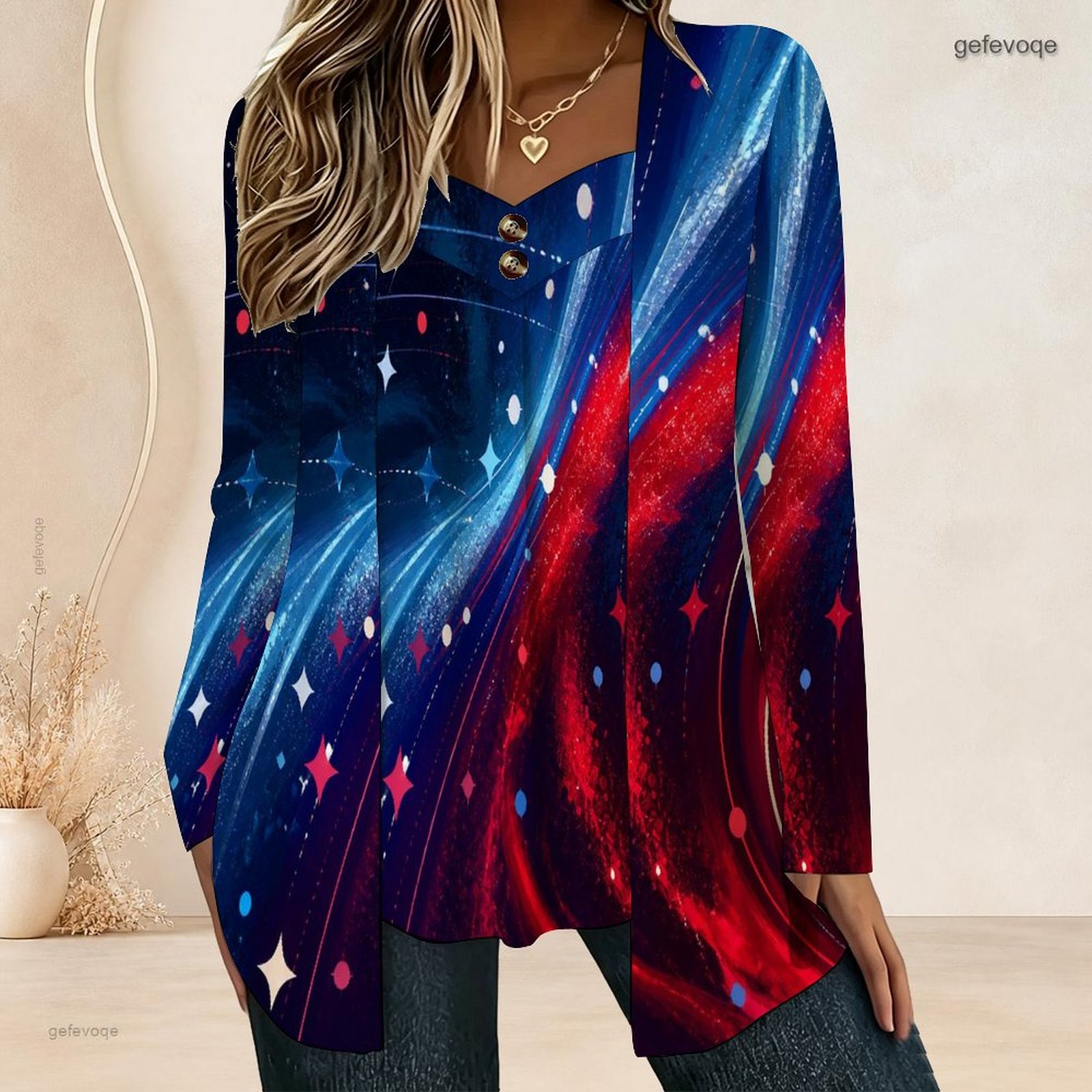 Cameras - Blusa Feminina Falsa de Duas Peças