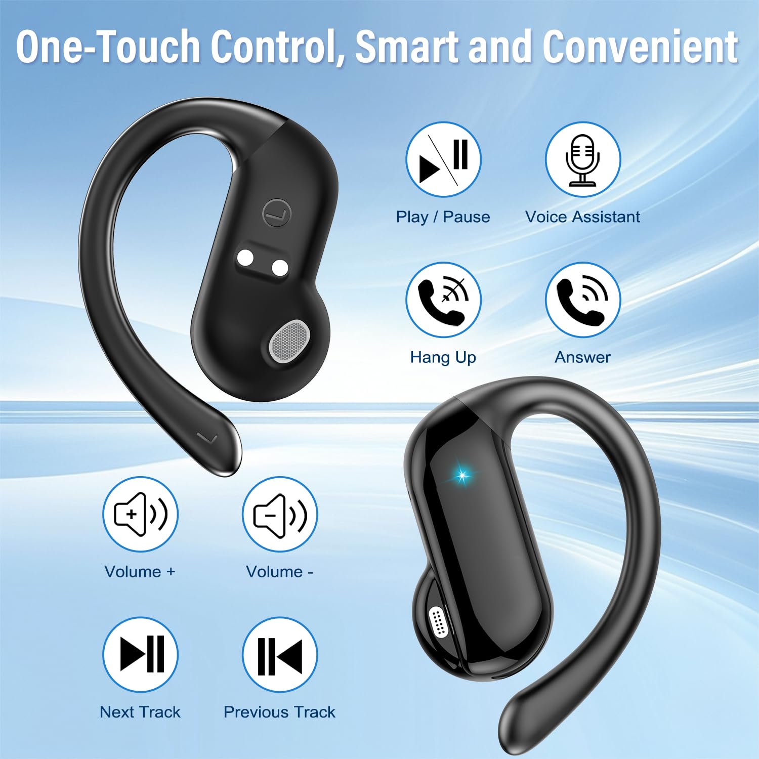 Open Ear Air Conduction Headphones - Fones de Ouvido Open-Ear Bluetooth 5.4