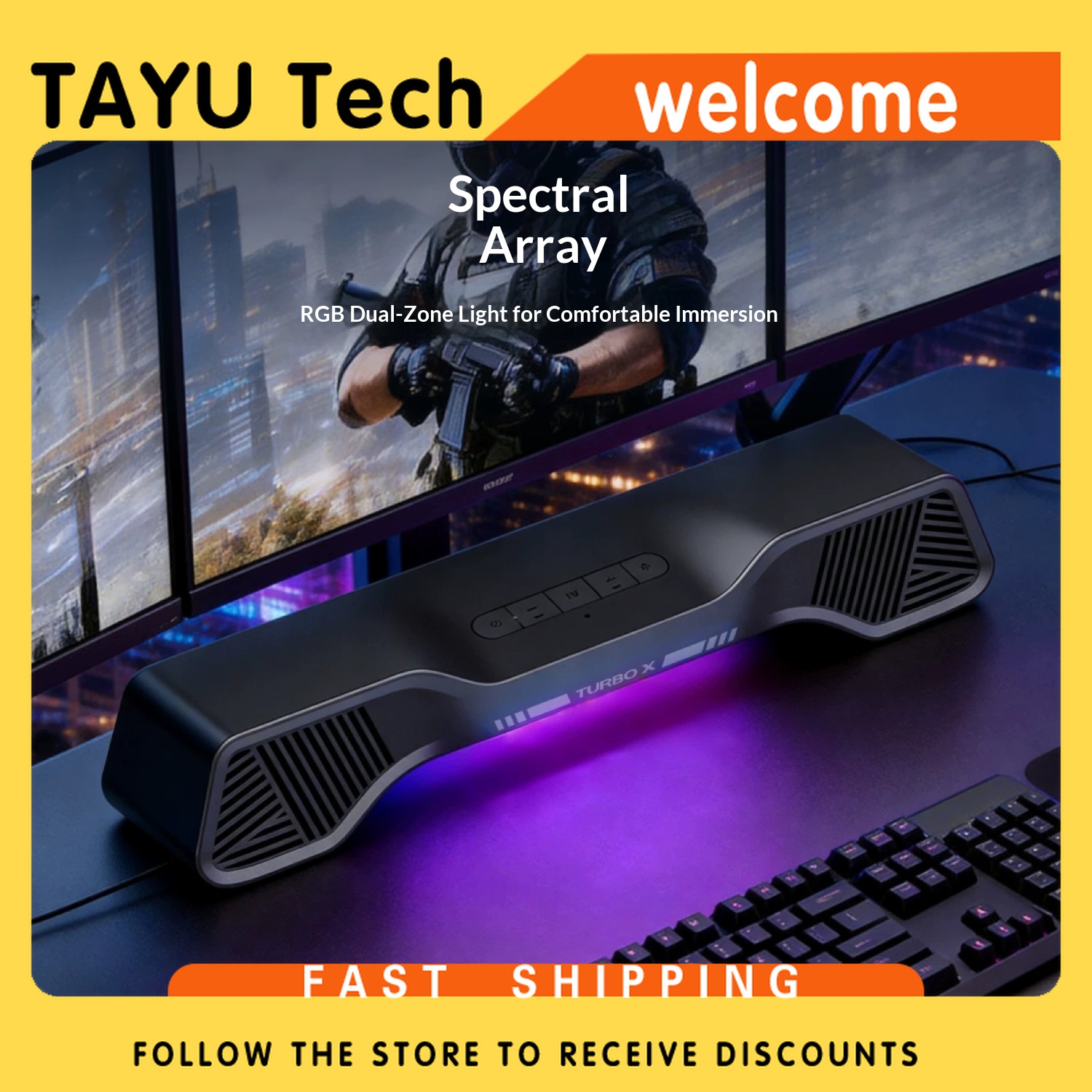 Rgb Computer Soundbar For Pc - Caixa de Som para Jogos Hurricane