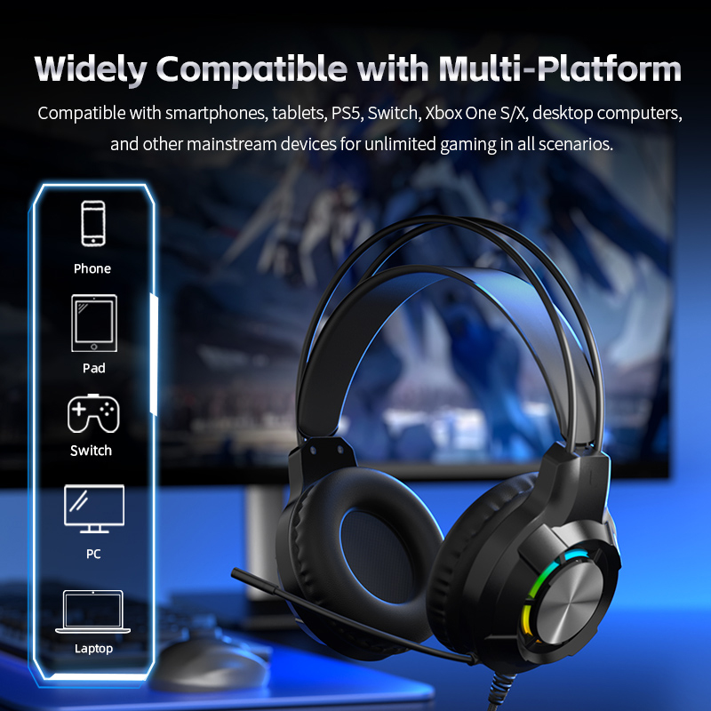 Fone de ouvido para jogos com  - Gaming Headset With Mic Rgb avaliação e preço