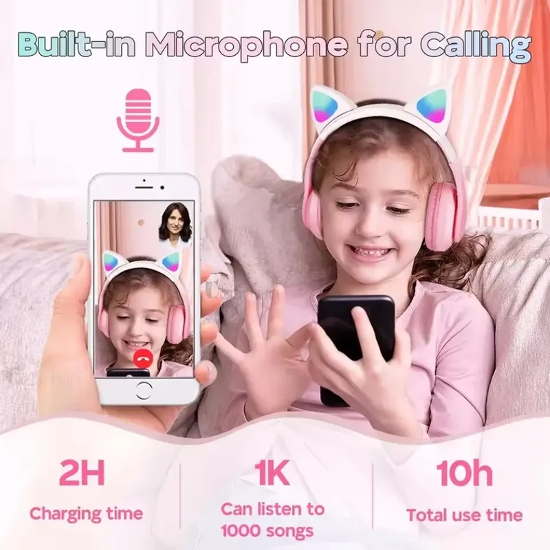Fones de Ouvido Bluetooth Sem  - Cat Ear Bluetooth Headset Led avaliação e preço