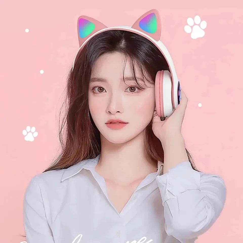 2 Fones de Ouvido Sem Fio Blue - Cat Ear Bluetooth Headset Led avaliação e preço