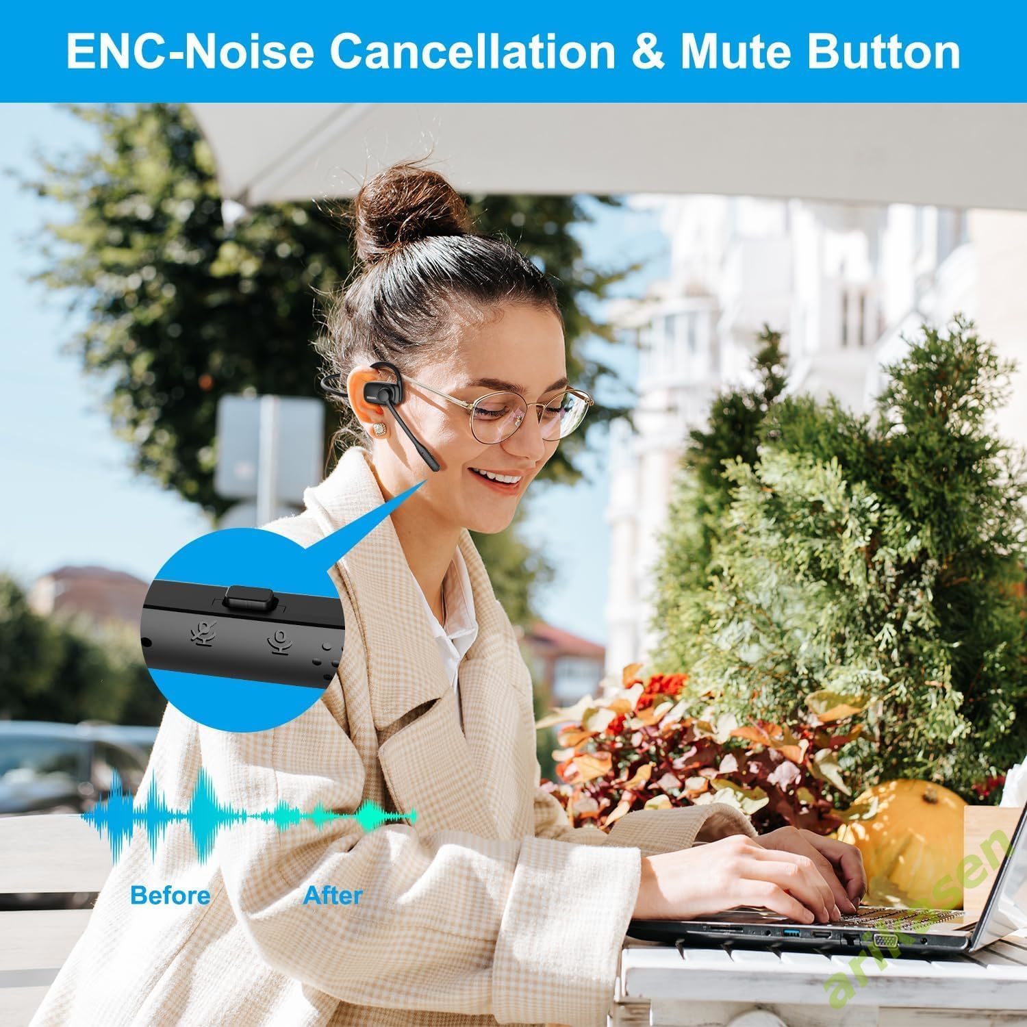 Fones de ouvido bluetooth com  - Open Ear Air Conduction Headphones avaliação e preço